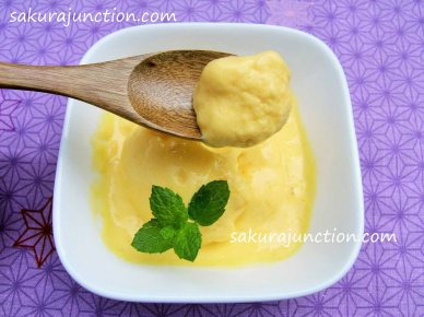 Mango Yogurt Ice Cream with spoon