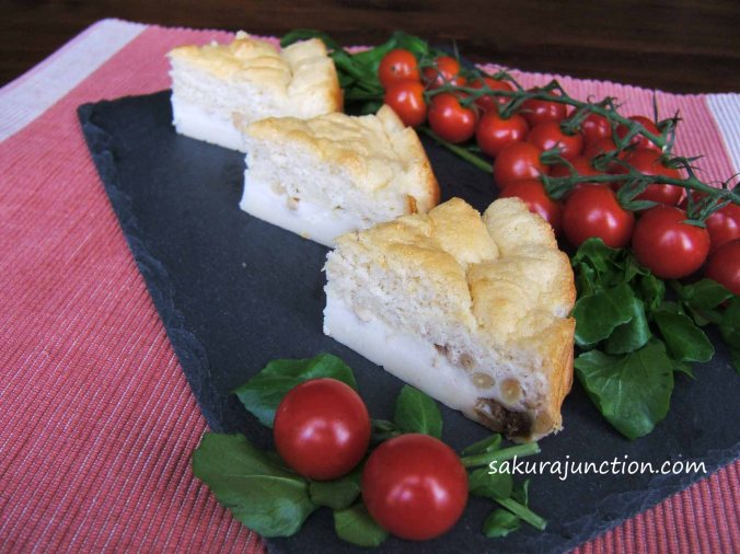 Sake Soufflé Quiche with Fig &amp; Pine Nuts 2