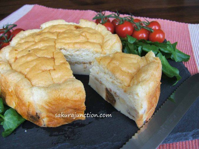 Sake Soufflé Quiche with Fig & Pine Nuts