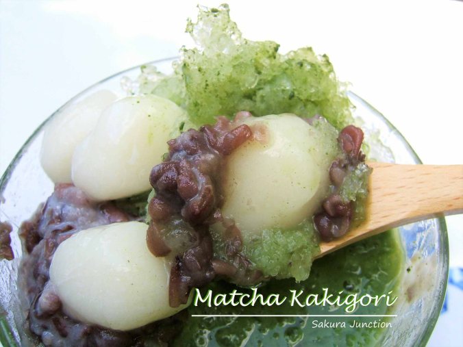 Matcha kakigori Shaved Ice with spoon