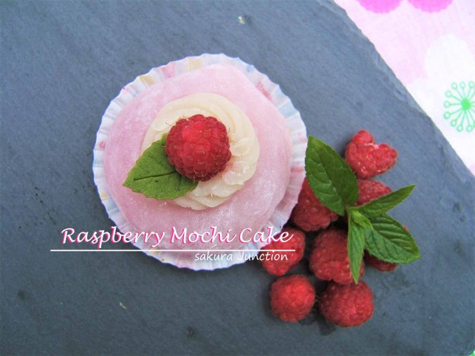 Raspberry mochi Cake top