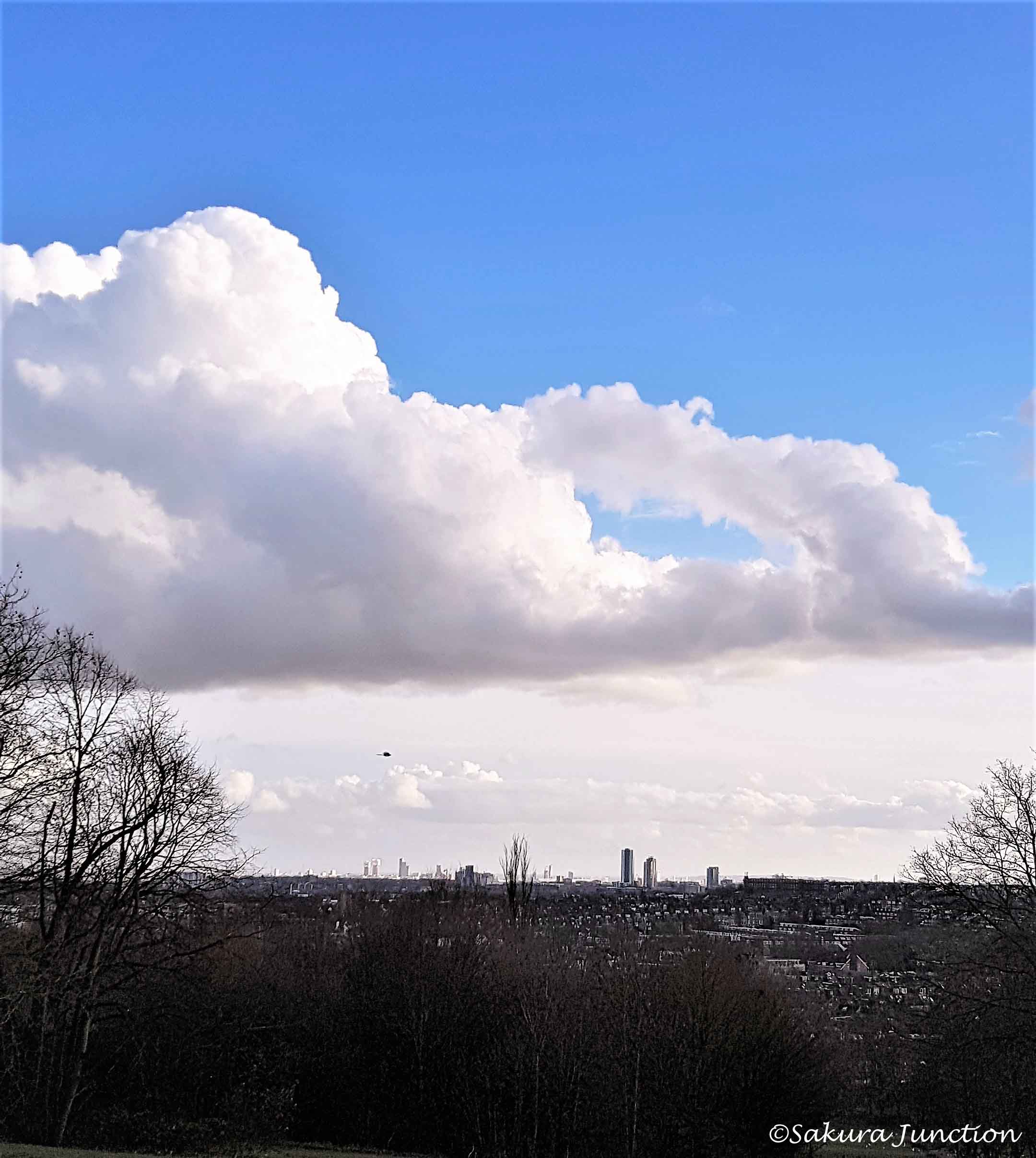 Blue sky over London city